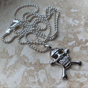 Sterling Silver Skull Necklace, Skeleton Pendant